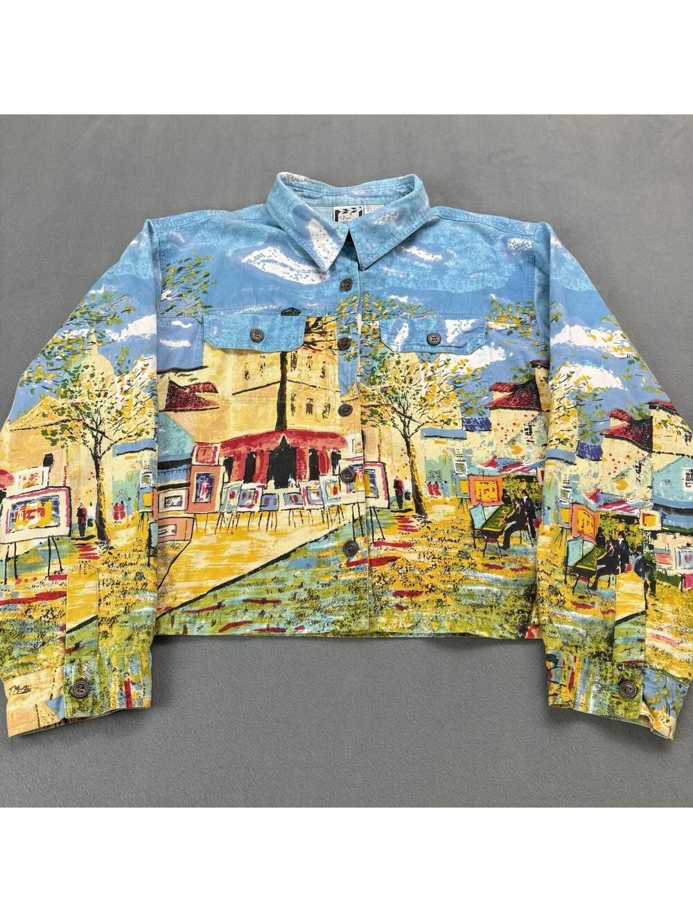 Vintage Take Two Impressionism Art All Over Print Jacket Women’s Size 2X